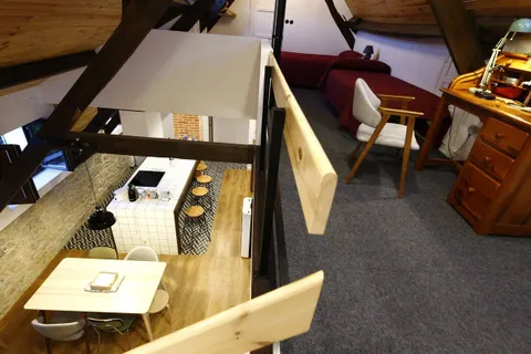 The open-plan kitchen